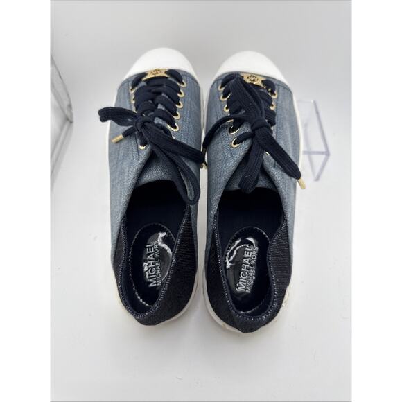 MICHAEL Kors Women’s size 6 Denim Kristy Slides Tie Sneaker W/‎ Gold Accents NIB - Picture 5 of 12